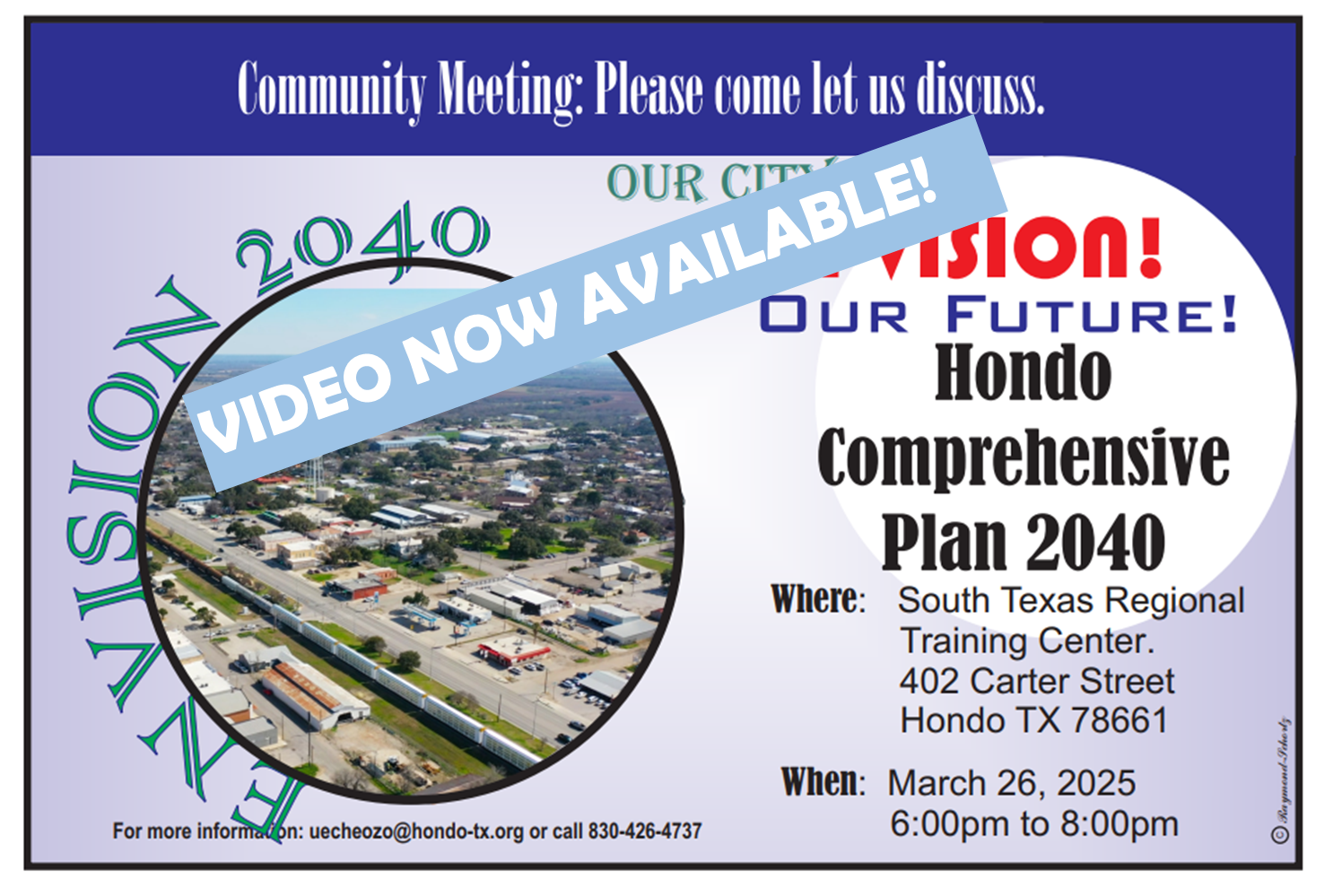 Hondo Comprehensive Plan 2040 Video now available flyer
